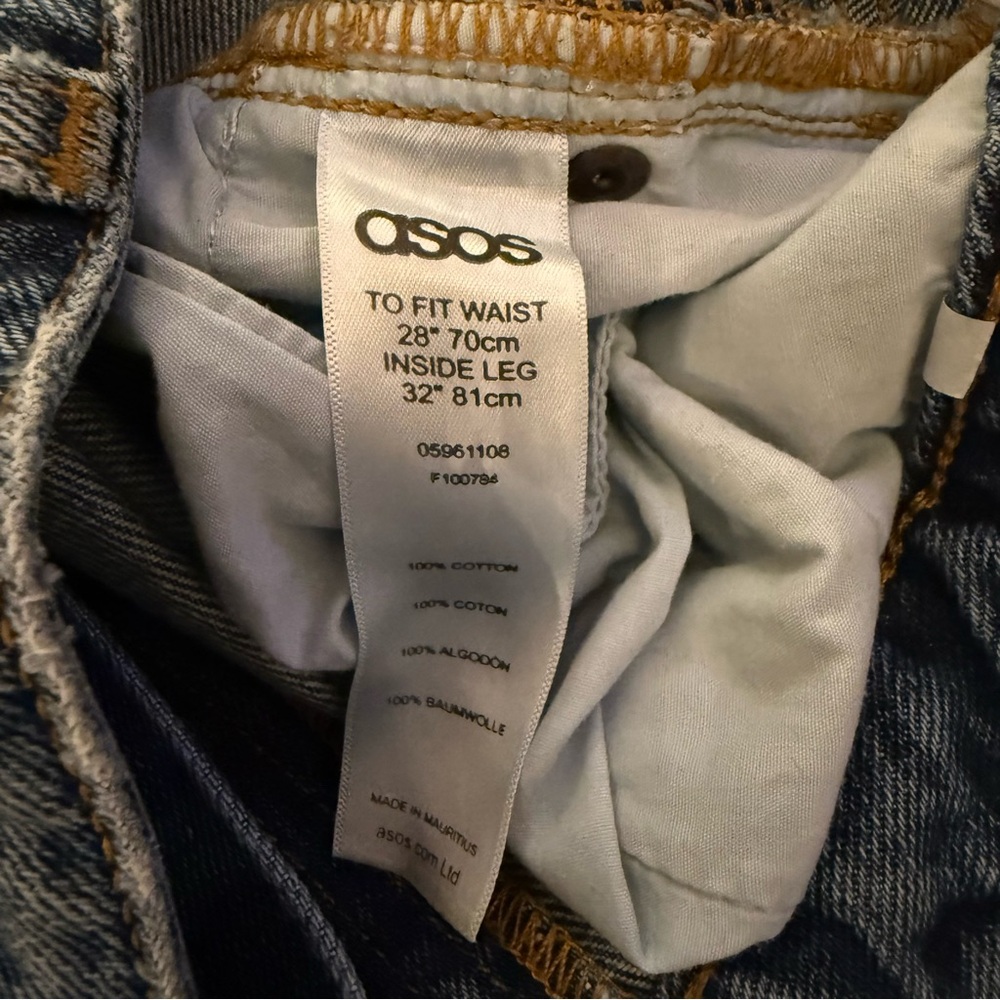 ASOS Ripped‎ Blue Straight Leg Jeans - Picture 4 of 7